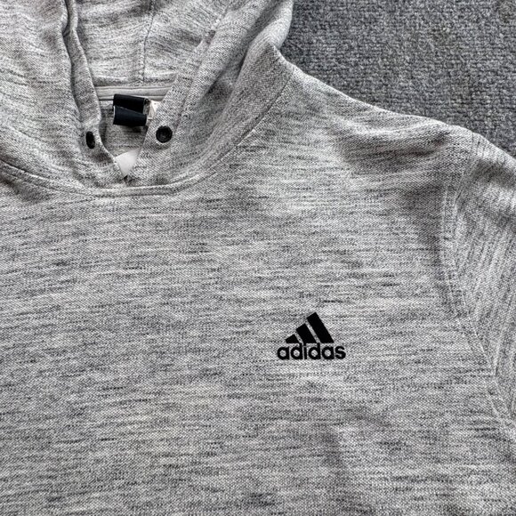 Adidas Hoodie‎ Men’s L Gray Heathered Sweatshirt Logo Athleisure Active Pullover - Picture 2 of 14